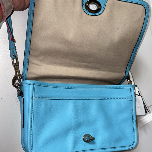 Coach legacy penny robin Blue Perforated Crossbody Bag GUC - Picture 7 of 15